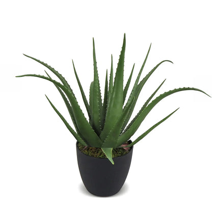 Faux Botanical Outdoor Green Aloe with Pot