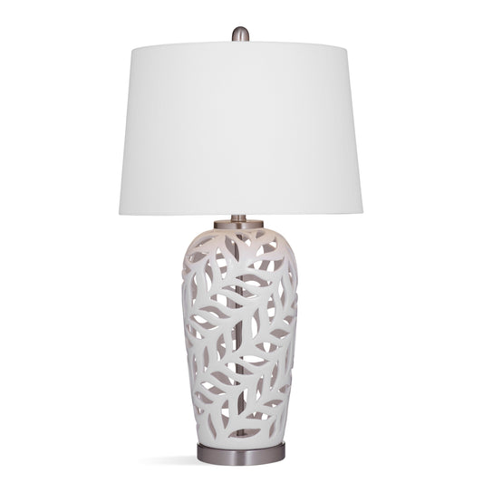 Willow Ceramic and Metal White Table Lamp