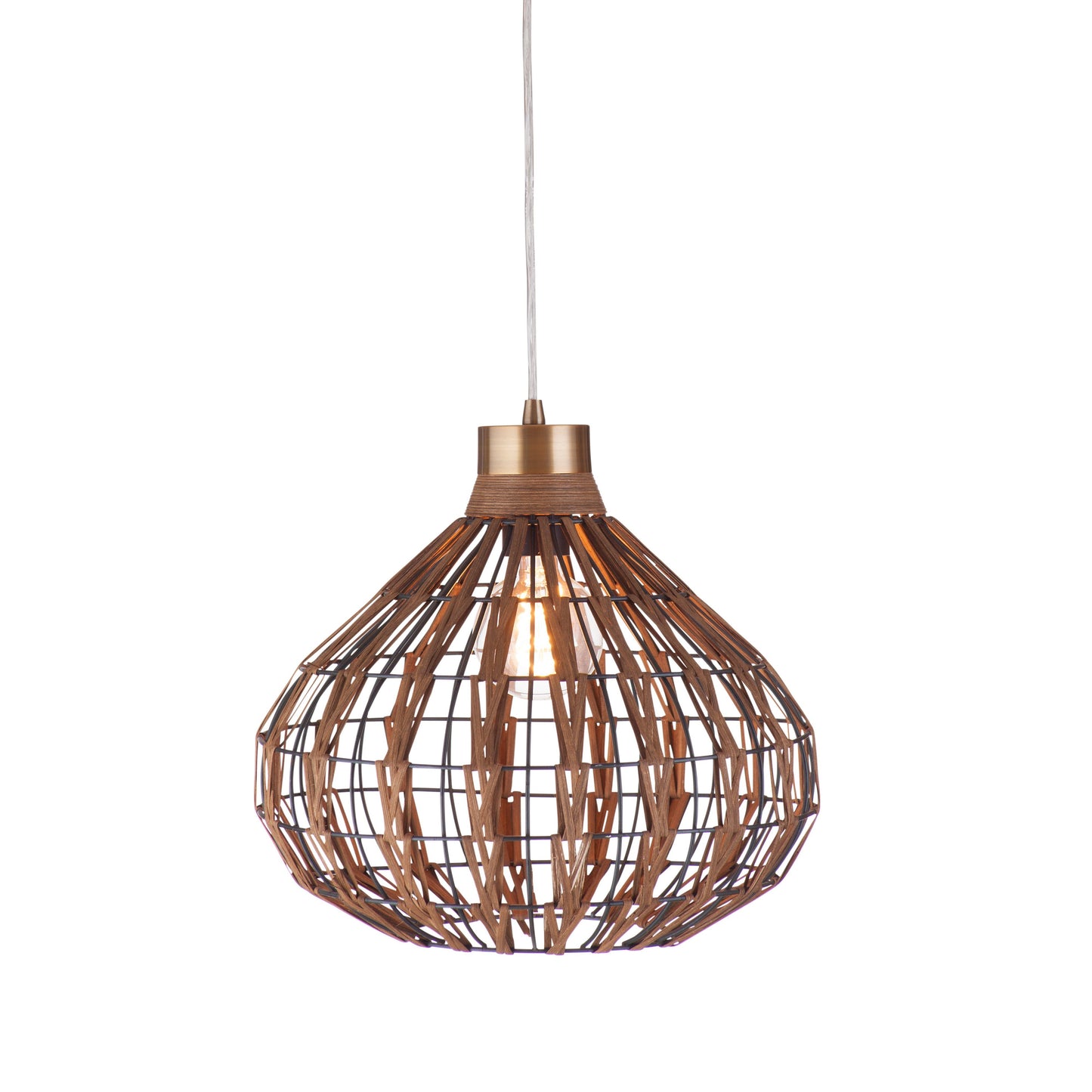 Pepper Moon Metal and Rattan Brown Pendant