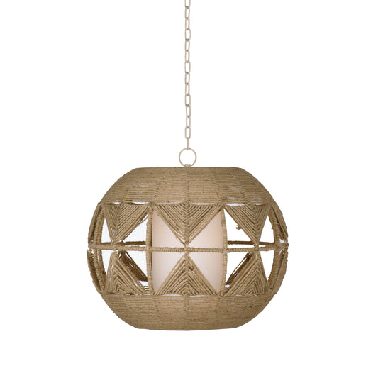 Woven Metal and Jute Brown Pendant Lamp