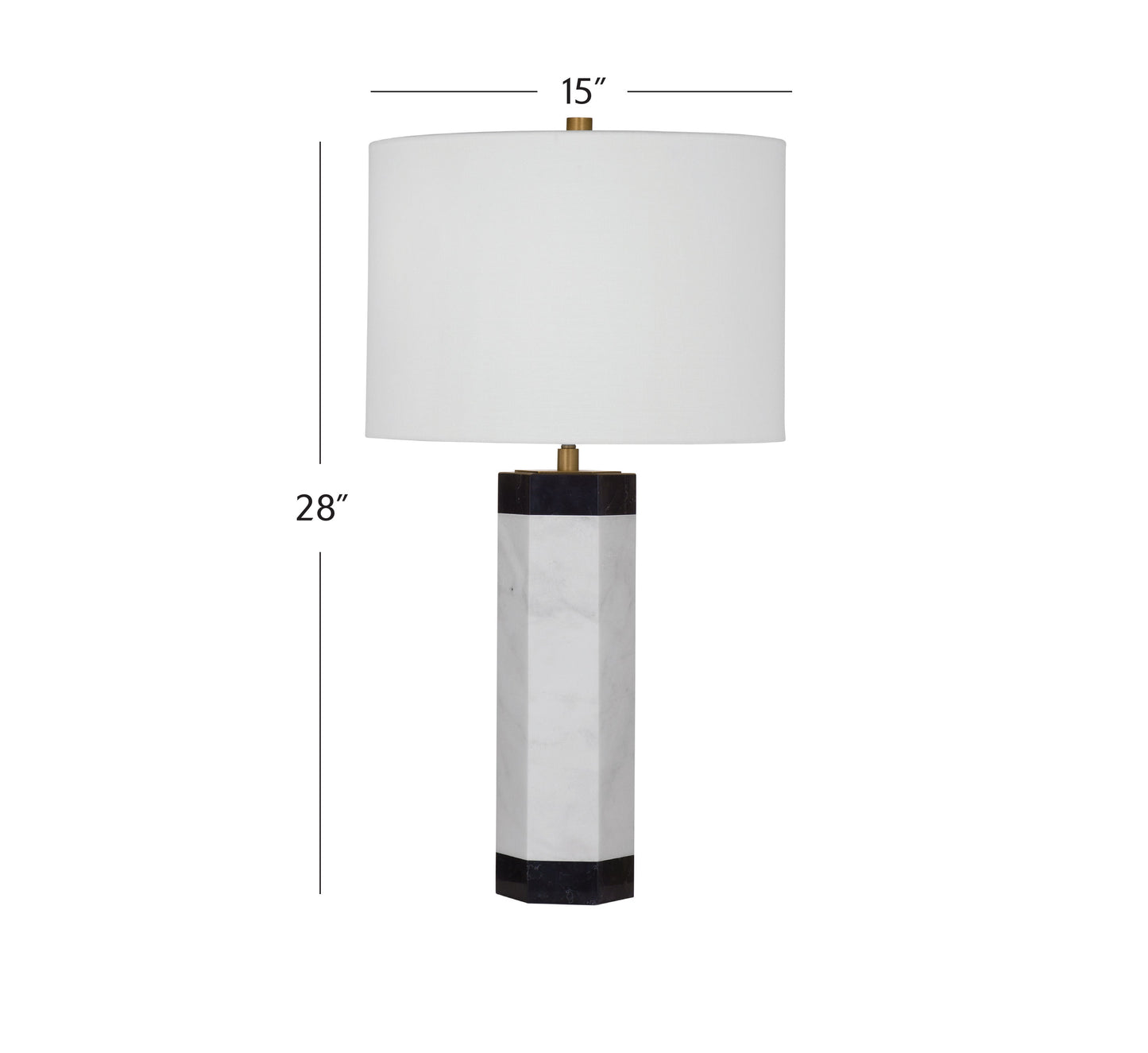 Charlie White Marble and Metal Table Lamp