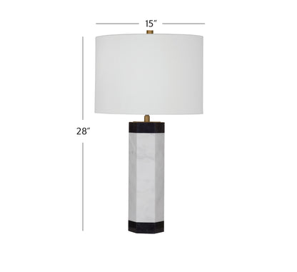 Charlie White Marble and Metal Table Lamp