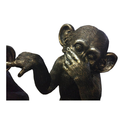 He Did It Chimps Black Sculpture