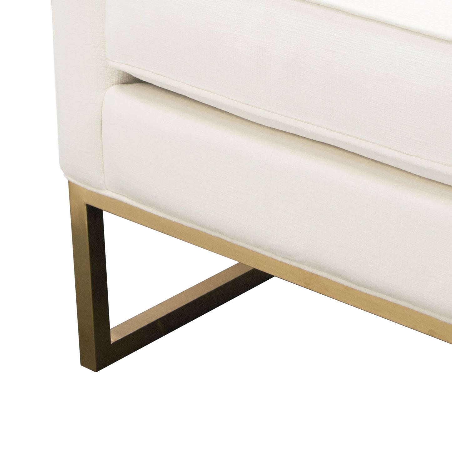 Lake Brushed Gold Metal and White Performance Fabric Accent Arm Chair