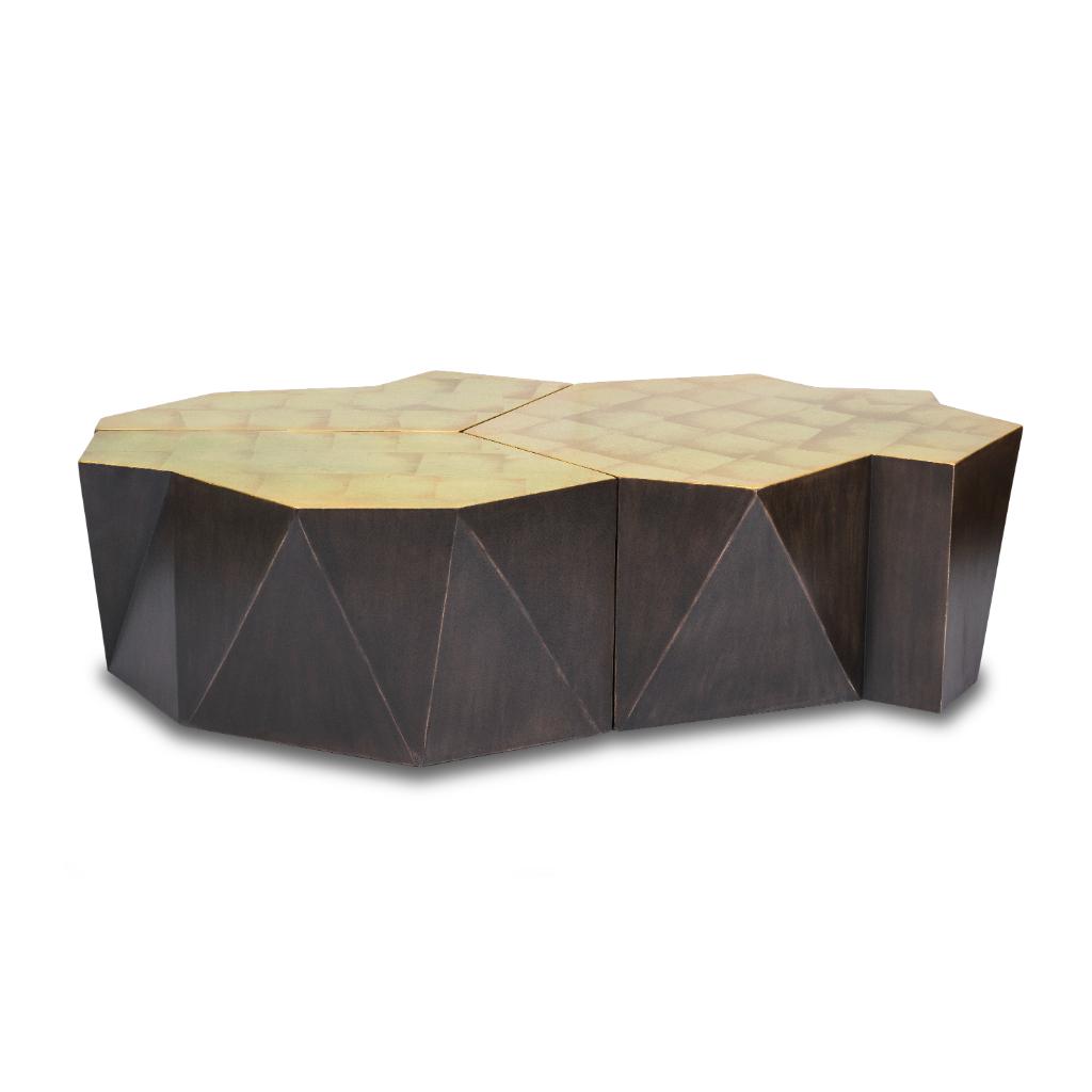 Peninsula Home Hudson Gold Leaf Finish Cocktail Table