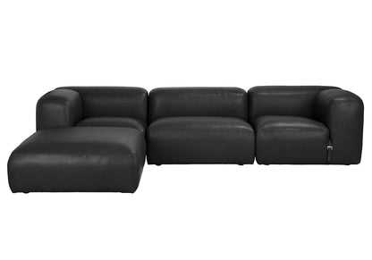 Augustus Matte Black Leather Modular Sofa