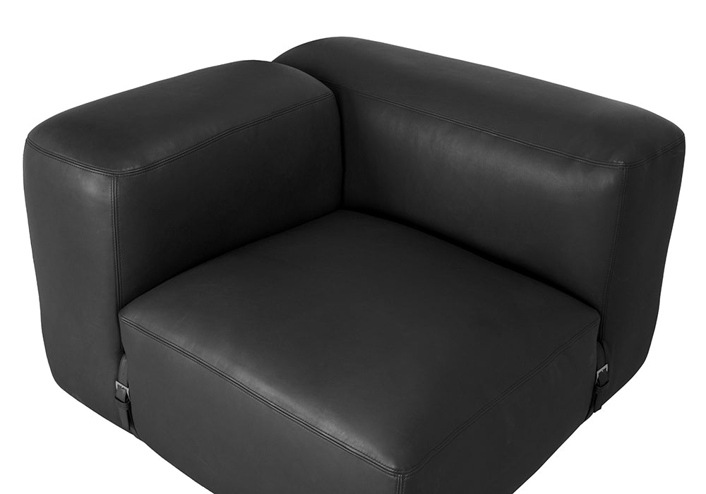 Augustus Matte Black Leather Modular Sofa