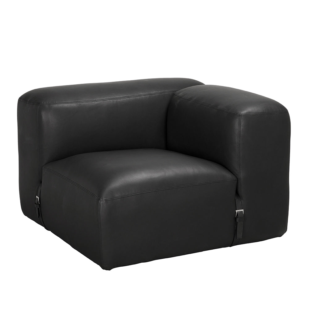 Augustus Matte Black Leather Modular Sofa