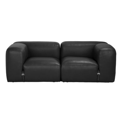 Augustus Matte Black Leather Modular Sofa