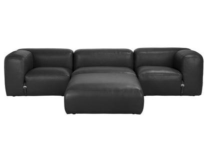 Augustus Black Leather Modular Sofa
