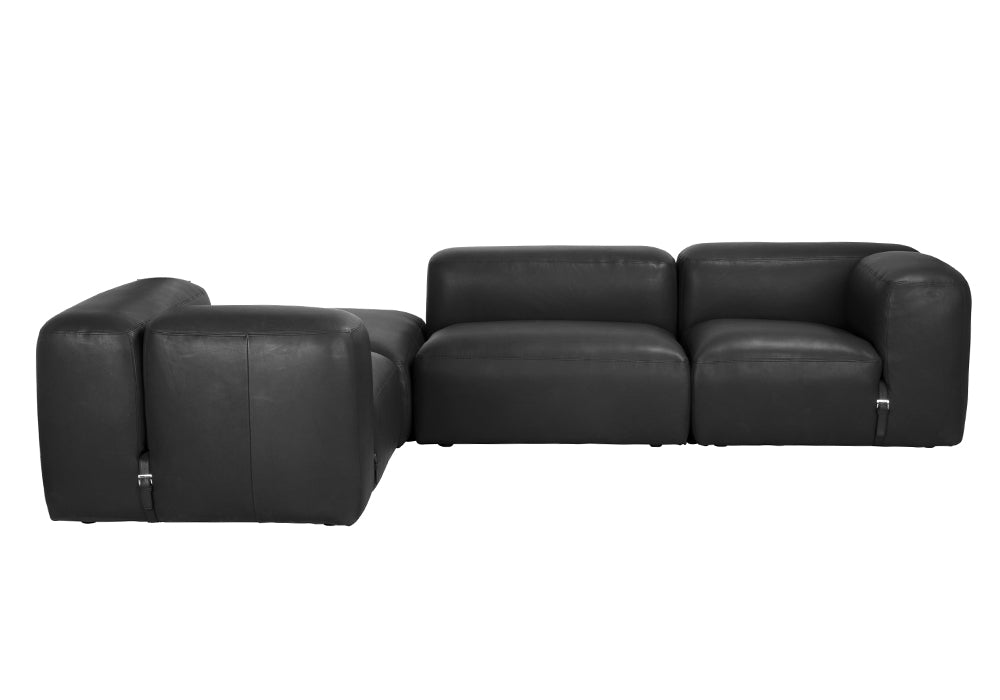 Augustus Black Leather Modular Sofa