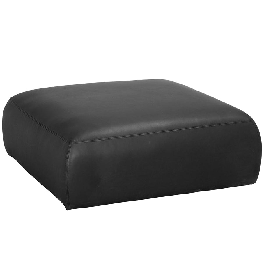 Augustus Matte Black Leather Ottoman