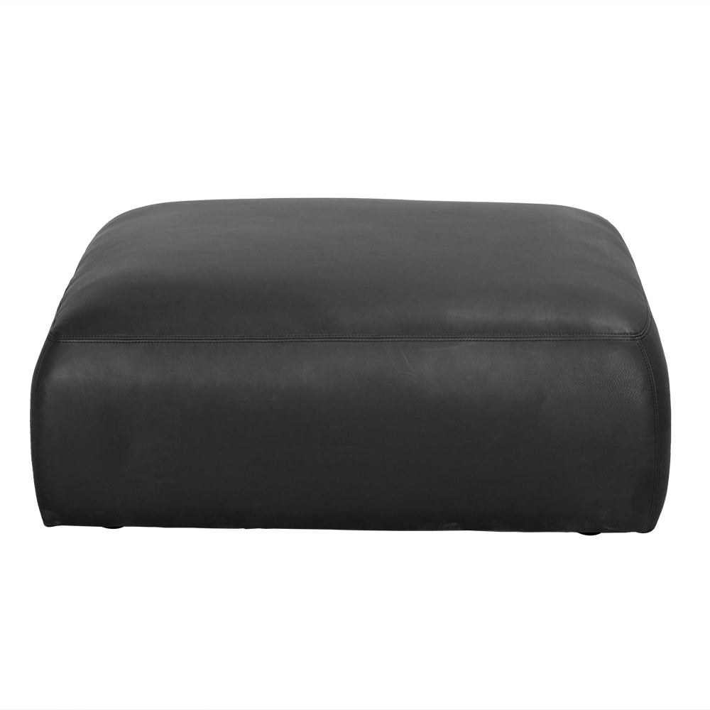 Augustus Matte Black Leather Ottoman