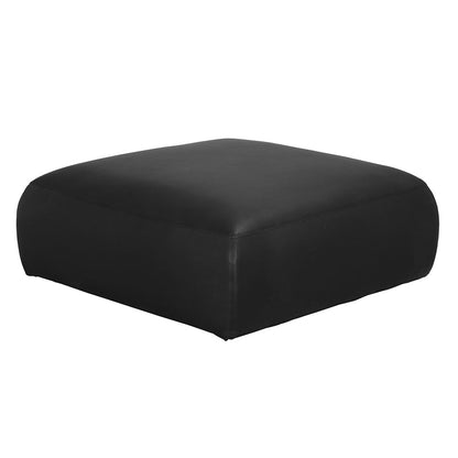 Augustus Matte Black Leather Ottoman