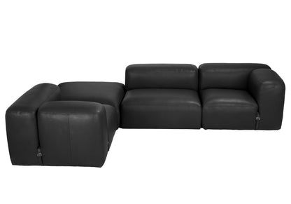 Augustus Matte Black Leather Ottoman