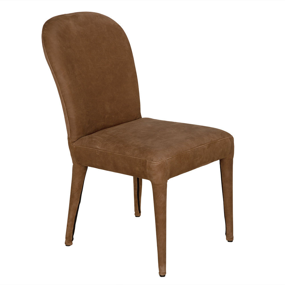 Noir Georgia Orris Brown Leather Dining Chair