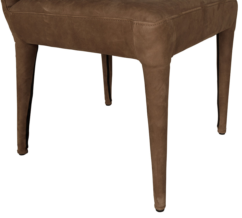Noir Georgia Orris Brown Leather Dining Chair