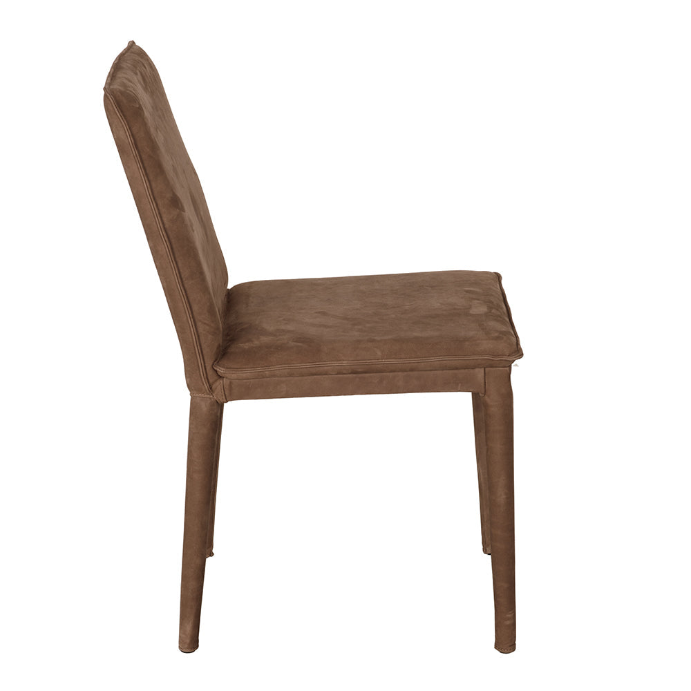 Noir Georgia Orris Brown Leather Dining Chair