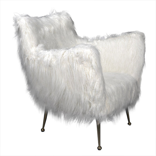 Noir Rodney Steel Base White Flokati Chair