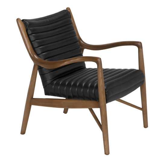 Noir Elton Top-Grain Leather Black Chair