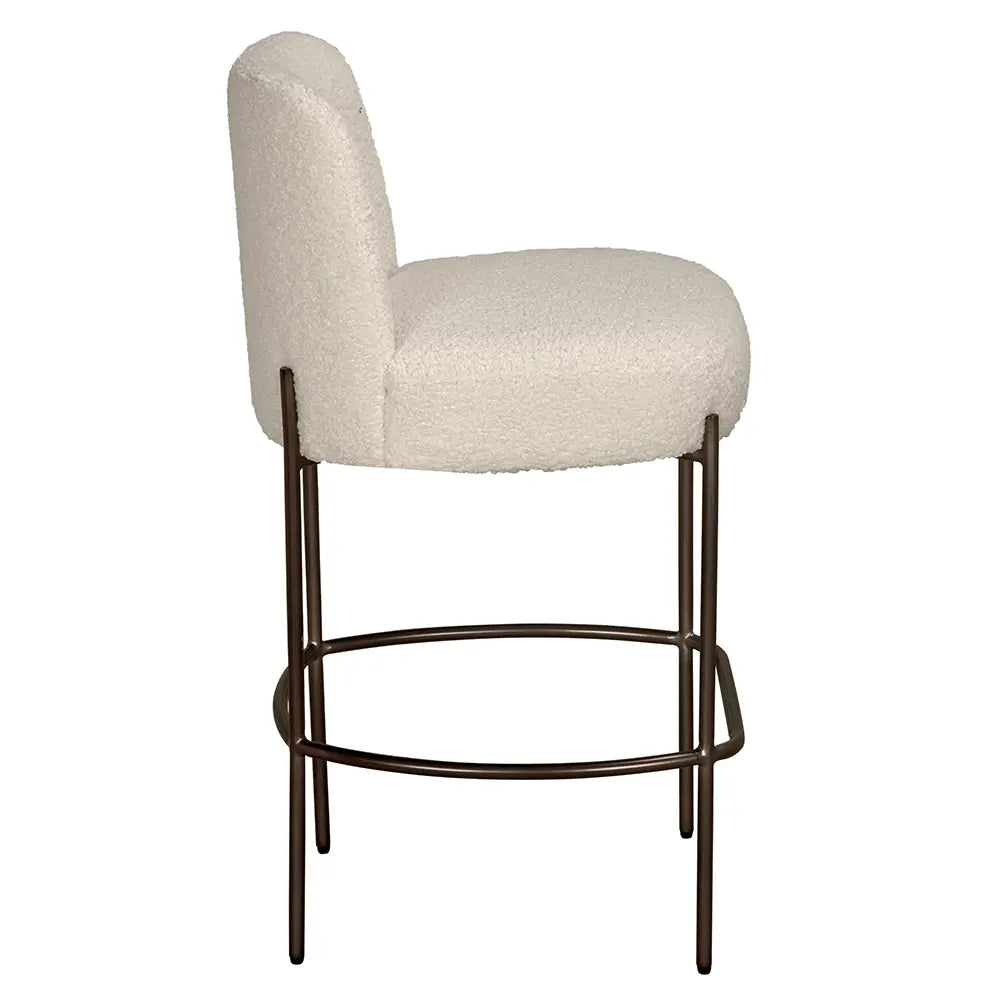 Noir Darwin Boucle Fabric Counter Stool