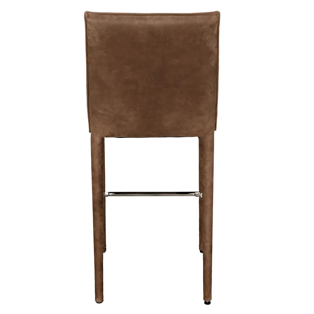 Noir Newton Orris Brown Leather Counter Stool