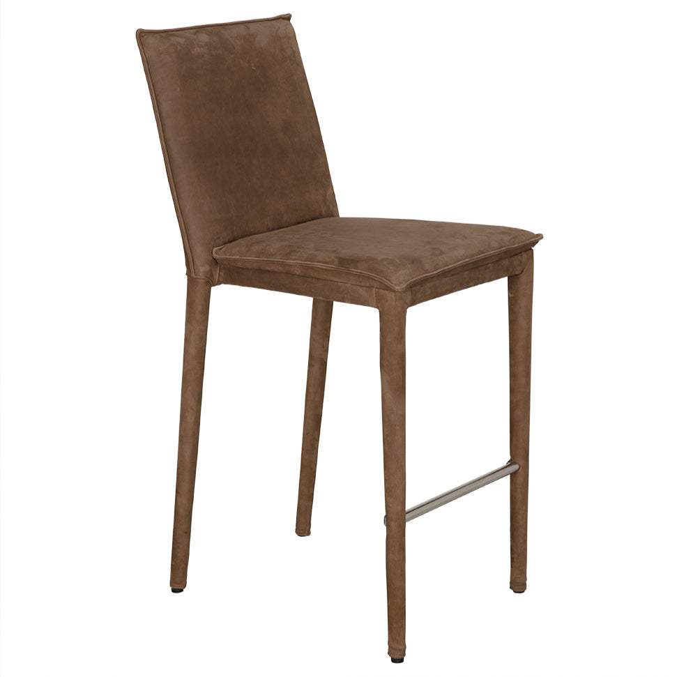 Noir Newton Orris Brown Leather Counter Stool