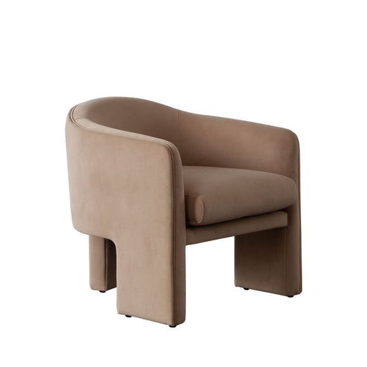 Leyah Camel Performance Velvet Accent Arm Chair