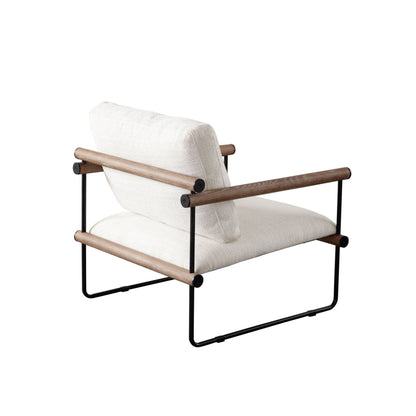 Liam Metal and Wood Cream Accent Arm Chair