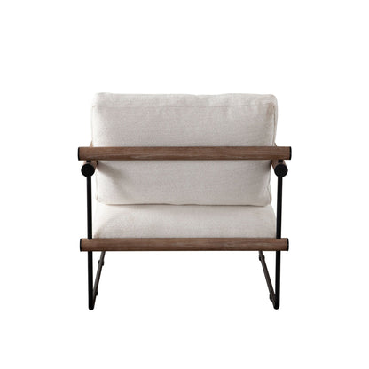 Liam Metal and Wood Cream Accent Arm Chair