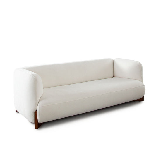 Link Elite Ivory Fabric and Wood Sofa