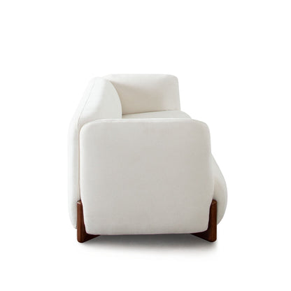 Link Elite Ivory Fabric and Wood Sofa