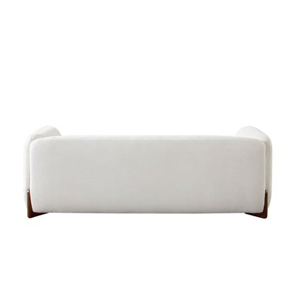 Link Elite Ivory Fabric and Wood Sofa