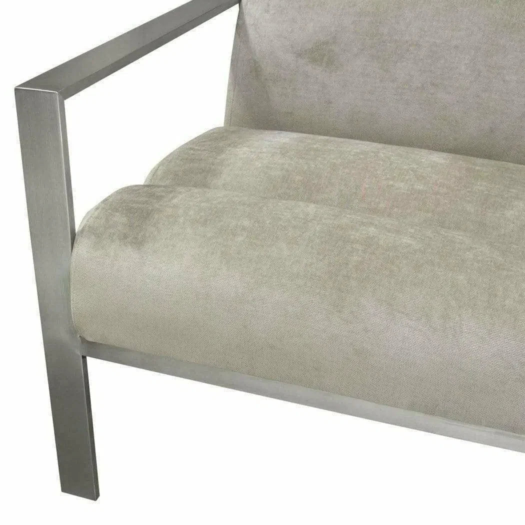 La Brea Ivory Accent Chair Stainless Steel Frame Tight Back Club Chairs LOOMLAN By Diamond Sofa