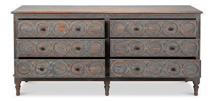 Sarreid La Cercle Six Drawers Grey Sideboard