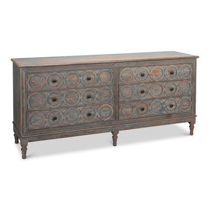 Sarreid La Cercle Six Drawers Grey Sideboard