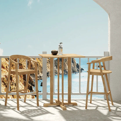 HiTeak La Costa Teak Patio Square Bar Dining Set 3PC