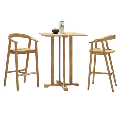 HiTeak La Costa Teak Patio Square Bar Dining Set 3PC