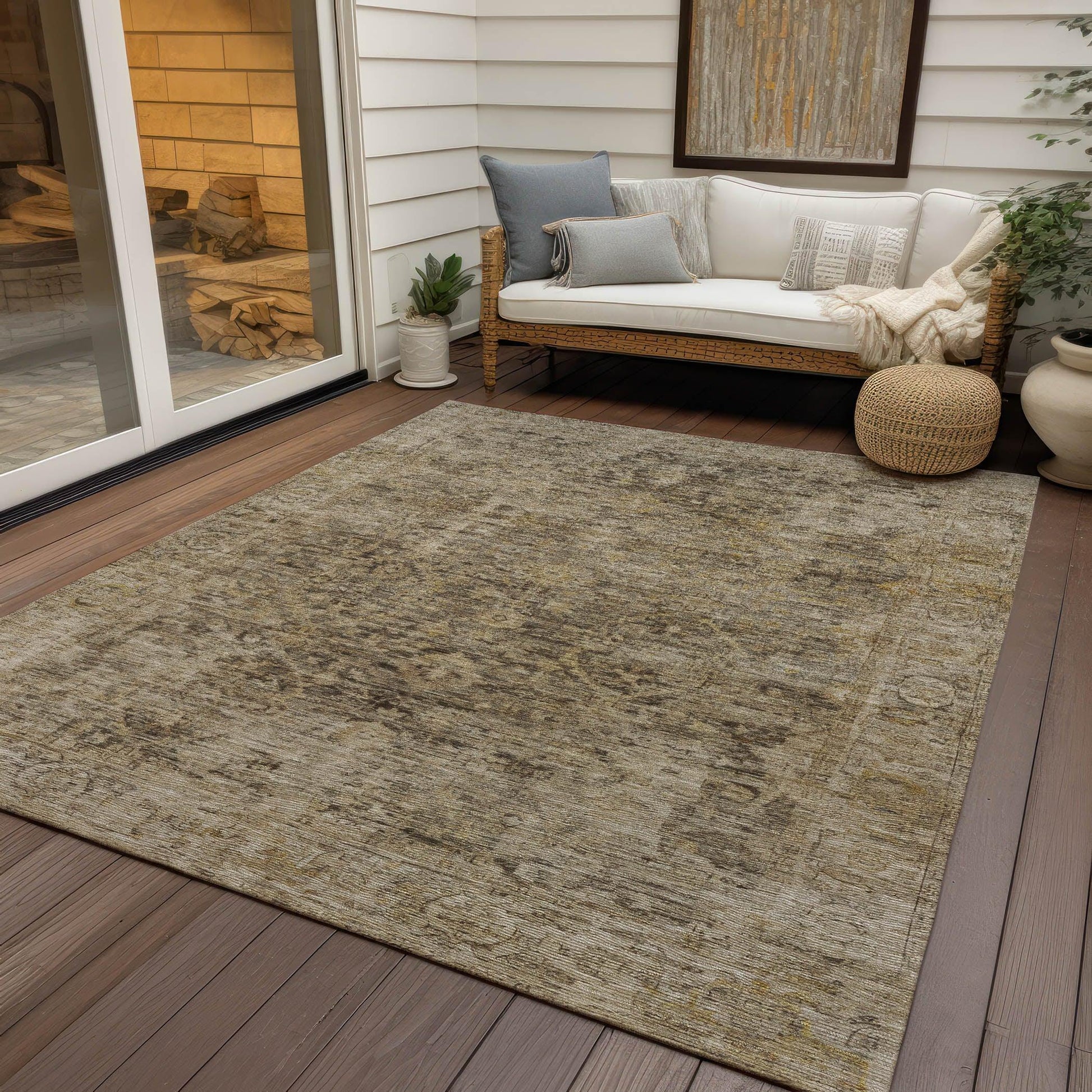 Addison Rugs Laeon Brown Washable Indoor-Outdoor Rug