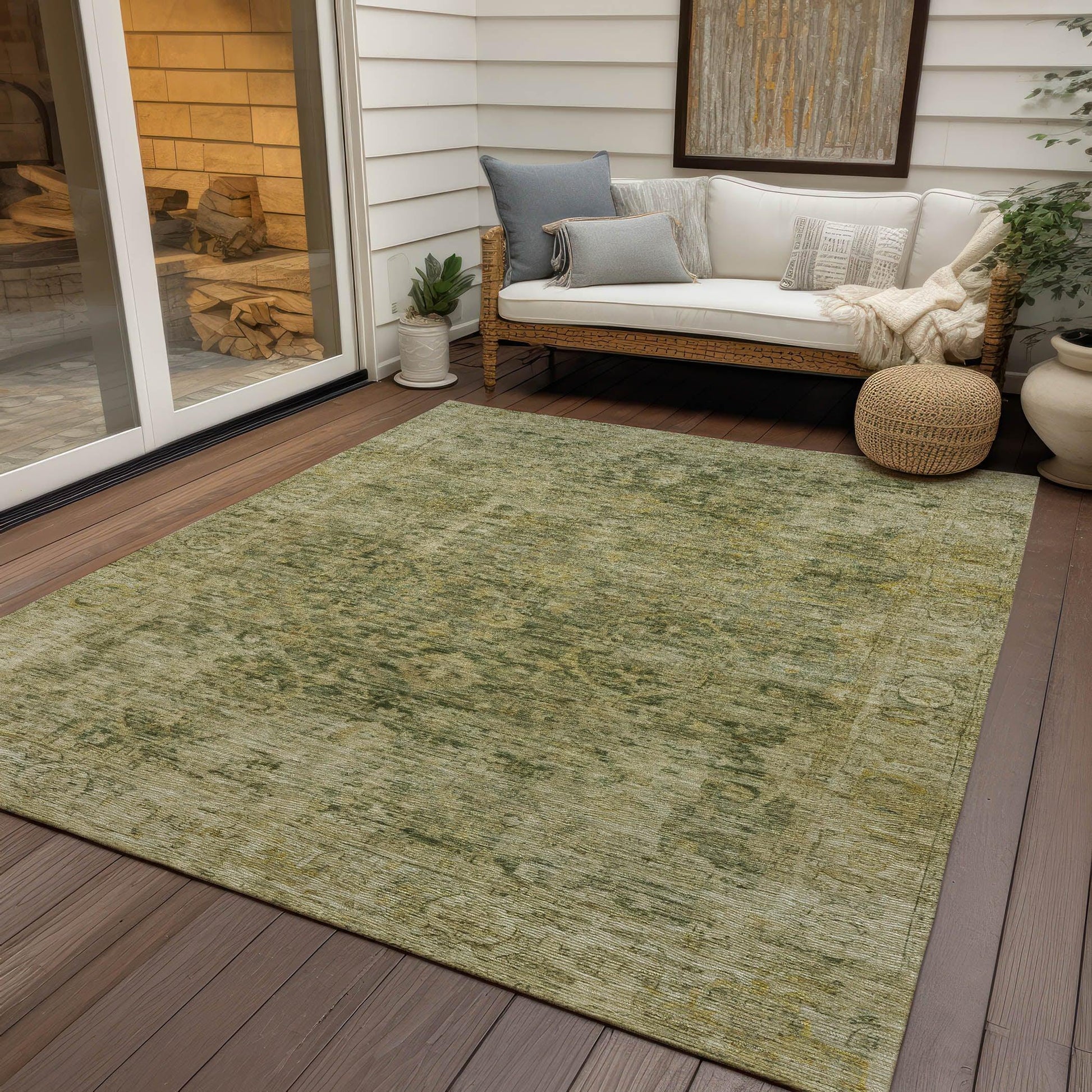 Addison Rugs Laeon Green Washable Indoor-Outdoor Rug