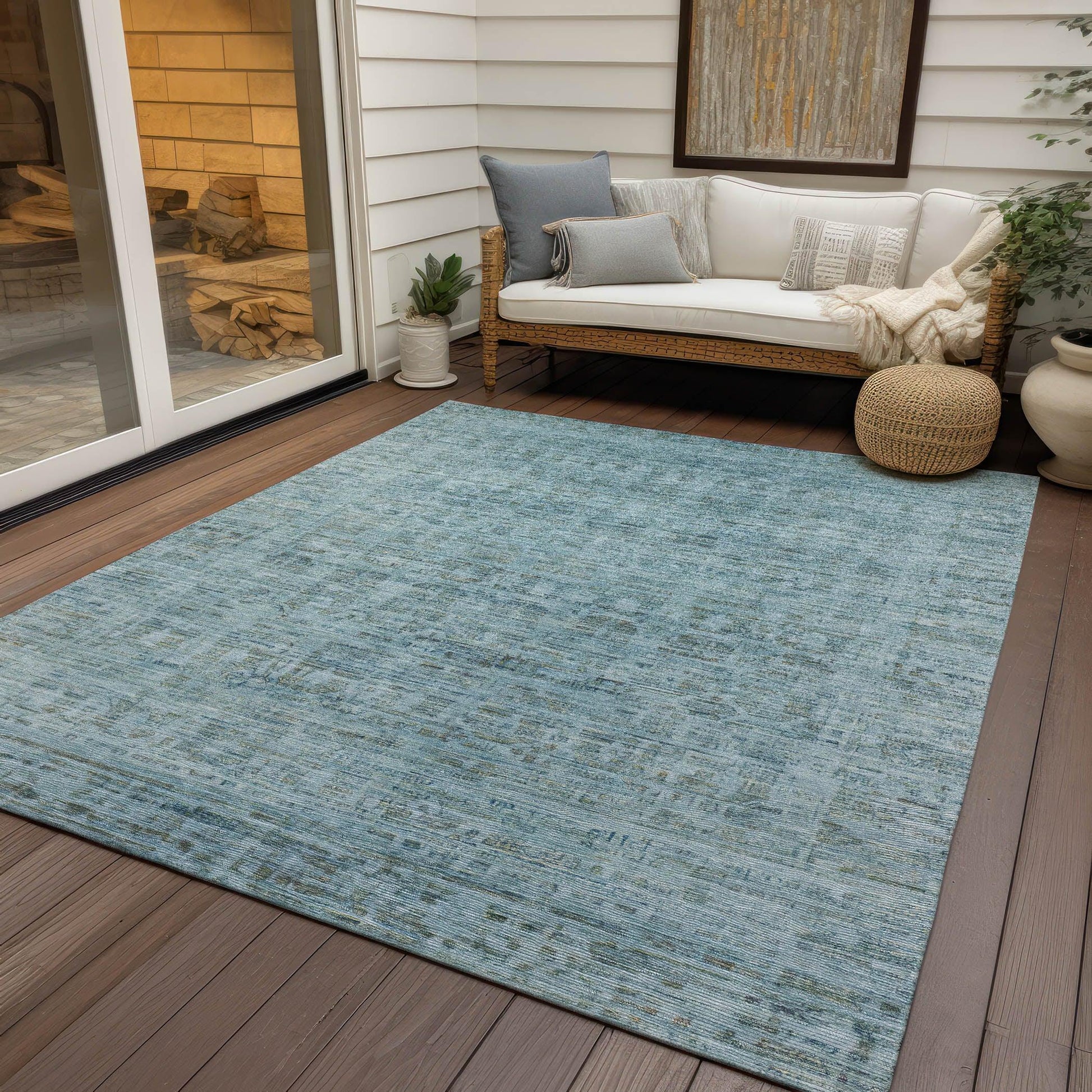 Addison Rugs Laeoril Blue Washable Indoor-Outdoor Rug