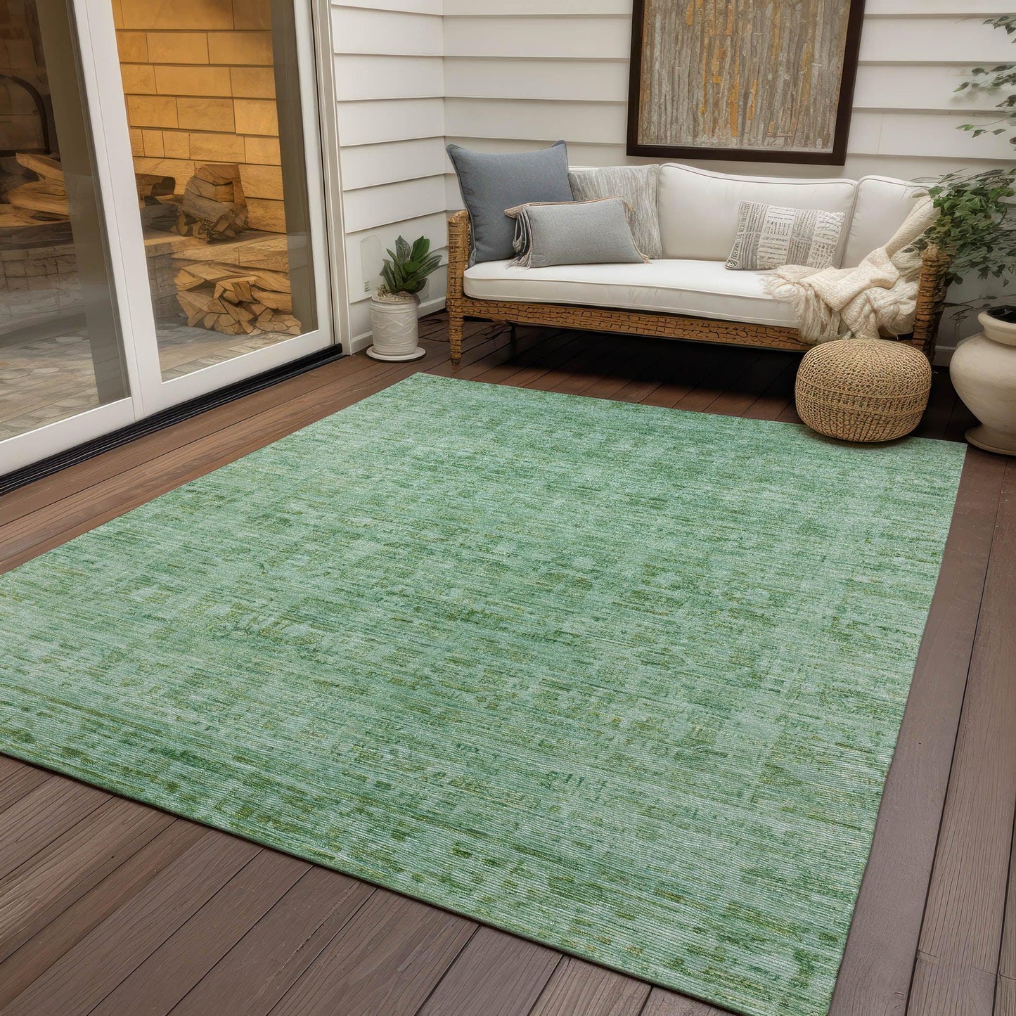 Addison Rugs Laeoril Teal Washable Indoor-Outdoor Rug
