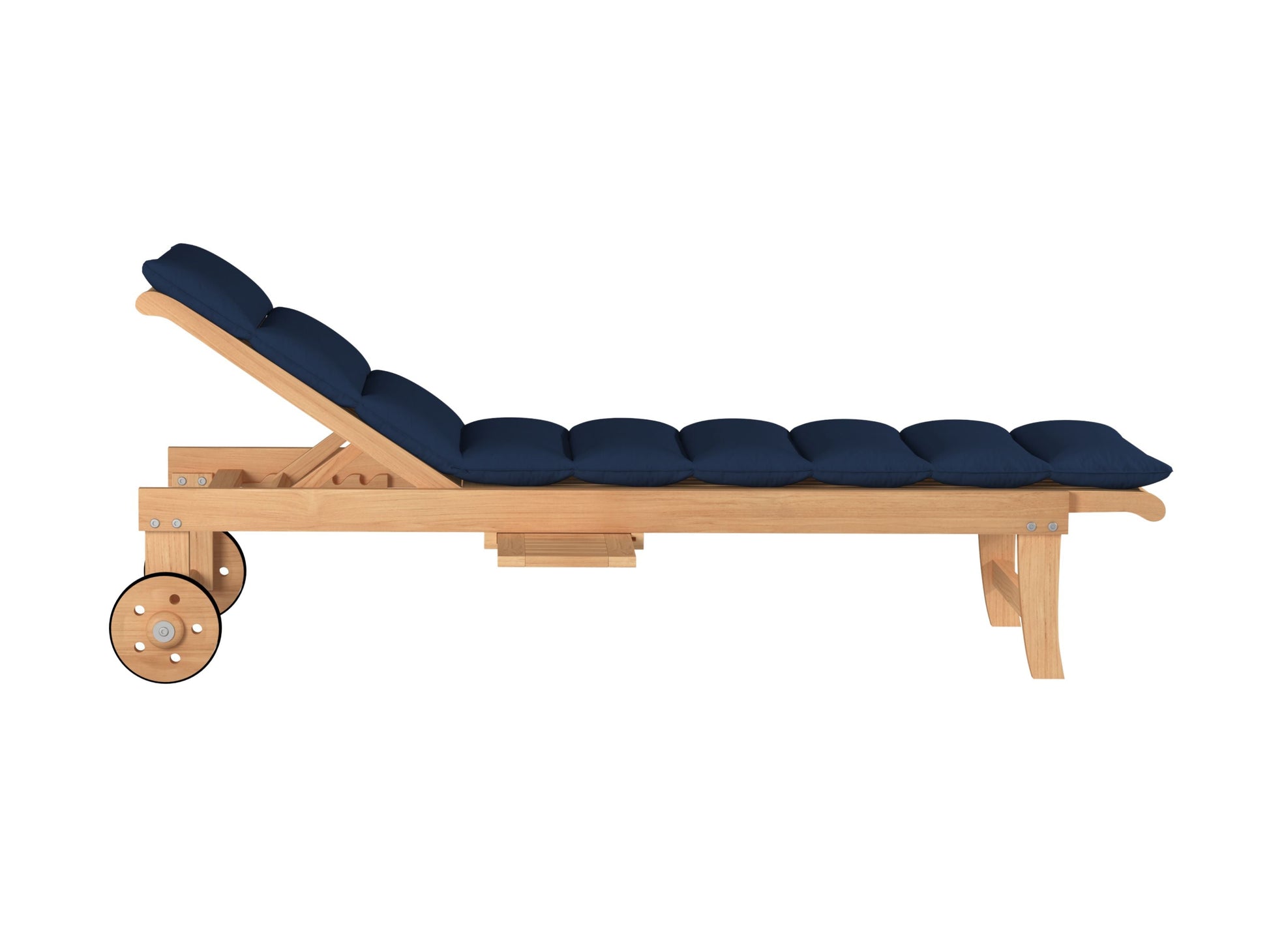 HiTeak Lance Teak Outdoor Sunlounger with Sunbrella Cushions
