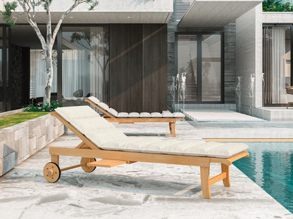 HiTeak Lance Teak Outdoor Sunlounger with Sunbrella Cushions