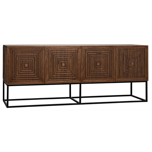 Lanon Wood Steel Base Sideboard-Sideboards-Noir-Sideboards and Things