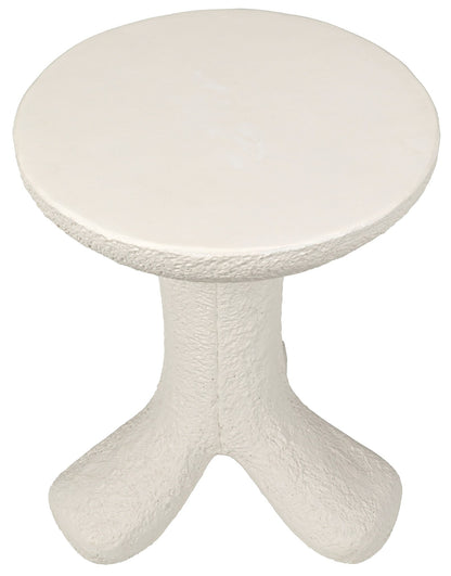 Laramy White Fiber Cement Round Side Table-Side Tables-Noir-Sideboards and Things