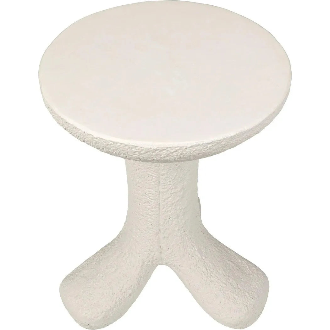 Noir Laramy White Fiber Cement Round Side Table