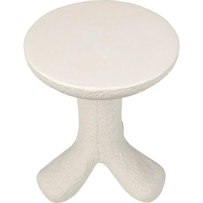 Noir Laramy White Fiber Cement Round Side Table