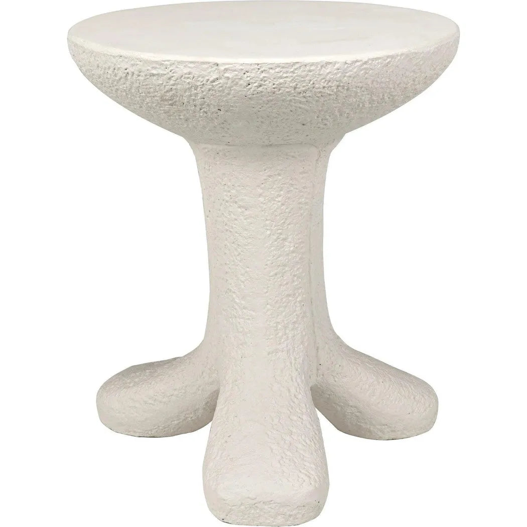 Noir Laramy White Fiber Cement Round Side Table