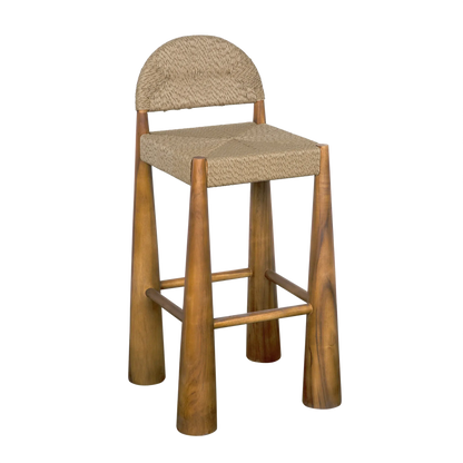 Laredo Teak Wood Bar Stool-Bar Stools-Noir-Sideboards and Things